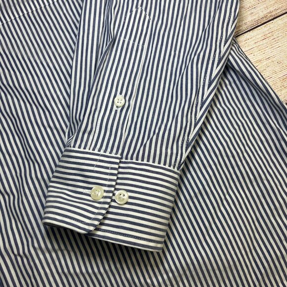Men's Ralph Lauren Blue White Striped Button Down Shirt XL Long Sleeve Casual - Picture 12 of 15